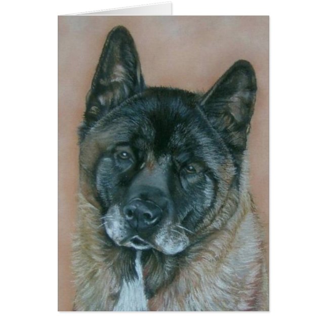black faced akita dog portrait realist art blank (Front)