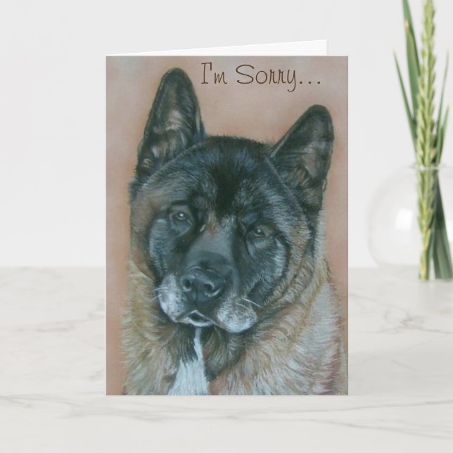black faced Japanese akita dog saying sorry Card (Front)