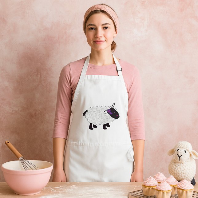 Black Faced Sheep With White Wool Adult Apron (Creator Uploaded)