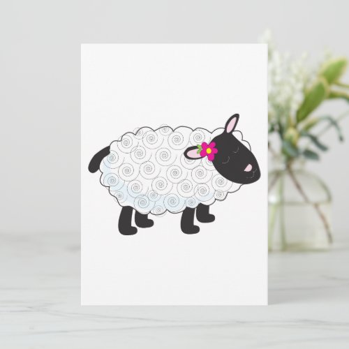Black Faced Sheep With White Wool Invitation