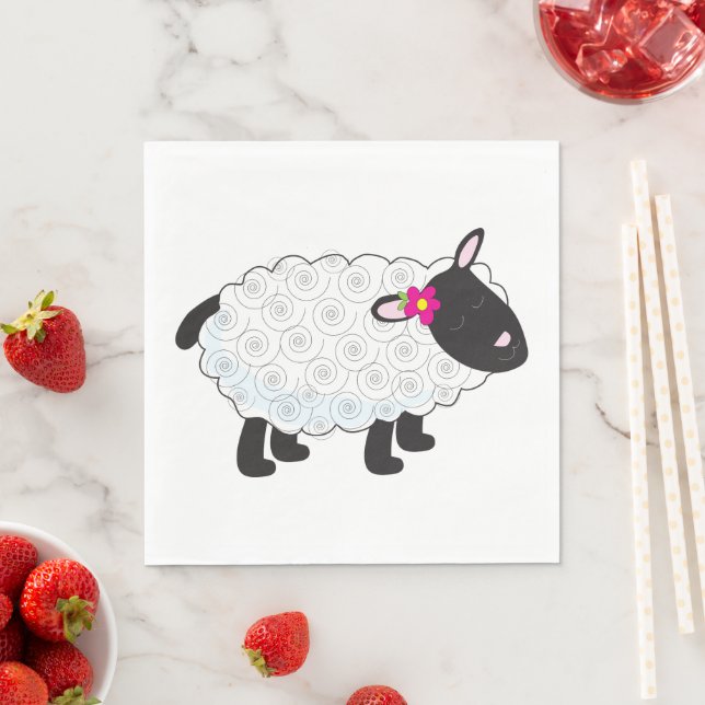 Black Faced Sheep With White Wool Napkins (Insitu)