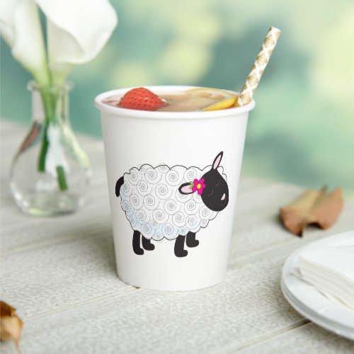 Black Faced Sheep With White Wool Paper Cups