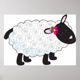 Black Faced Sheep With White Wool Poster