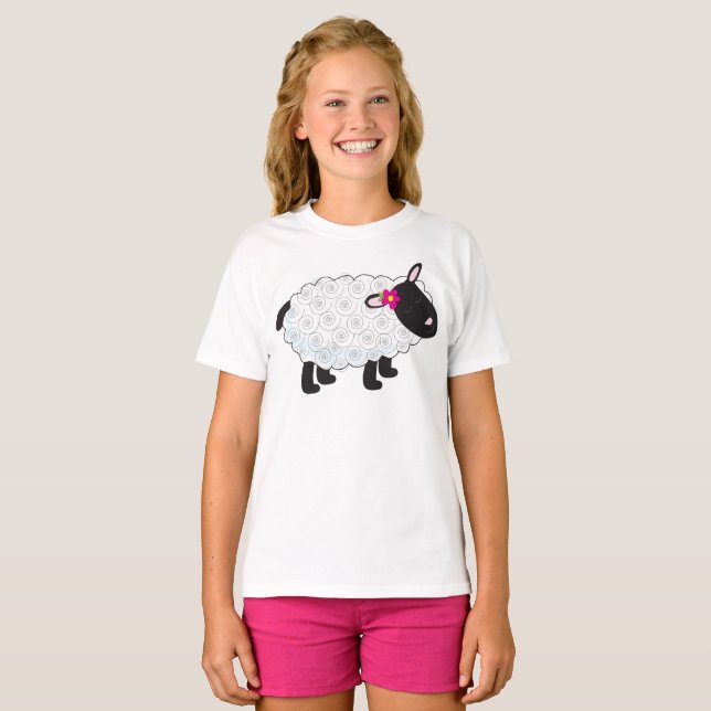 Black Faced Sheep With White Wool T-Shirt (Front Full)