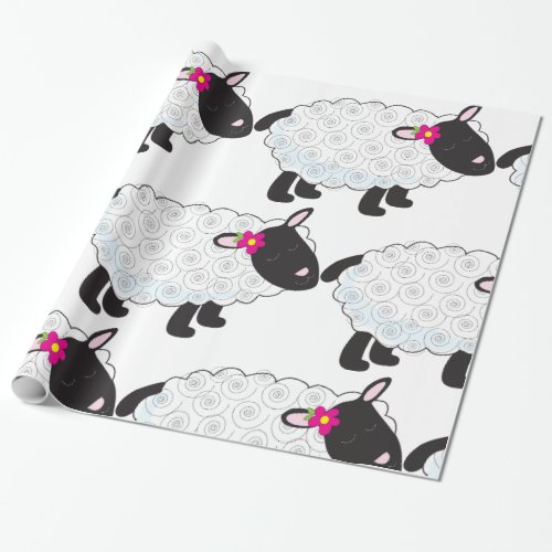 Black Faced Sheep With White Wool Wrapping Paper
