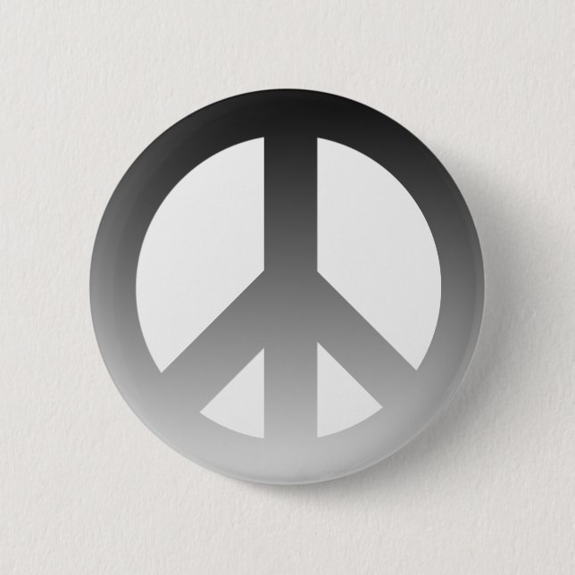 Black Fade CND Peace Symbol on White Button (Front)