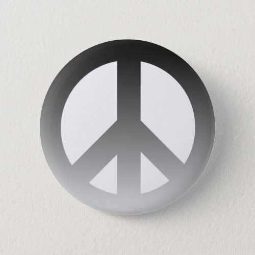Black Fade CND Peace Symbol on White Button