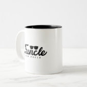Black Fade letters Funcle Fun Uncle with eyeglass Two-Tone Coffee Mug (Front Left)