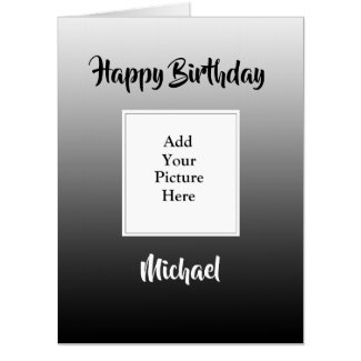 Black Faded Happy Birthday Add Your Photo Jumbo Card