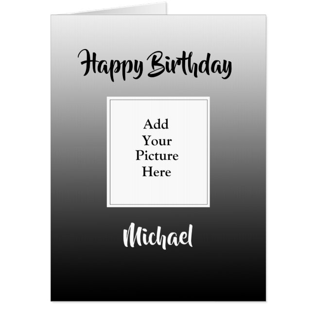 Black Faded Happy Birthday Add Your Photo Jumbo Card