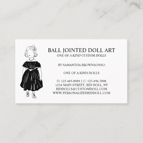 Black Fahion Doll Collector Fabric Business Card