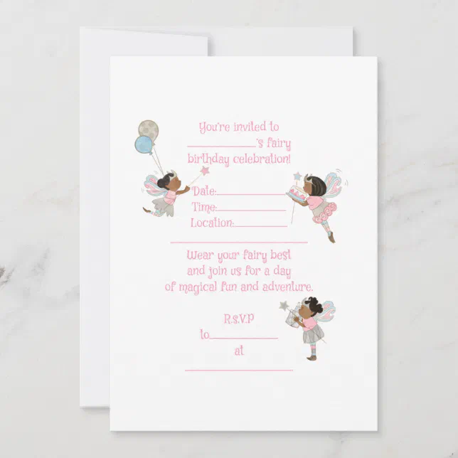 Black Fairies Birthday Invitation Zazzle