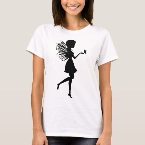 black fairy art Fairy Silhouette T_Shirt
