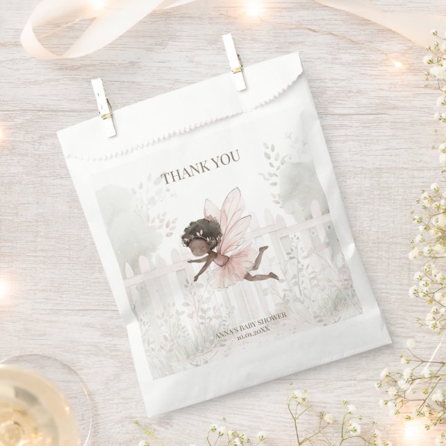 Black Fairy Baby Shower Thank You Favor Bag (Clipped)