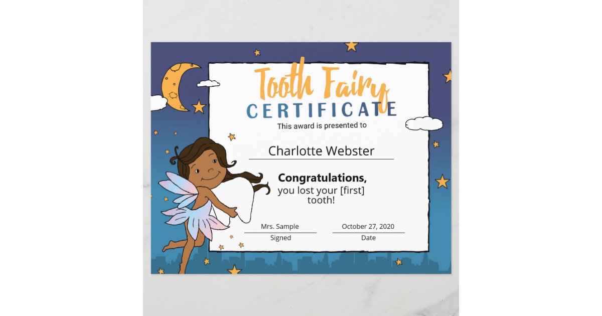 black fairy clip art first lost tooth certificate zazzle com