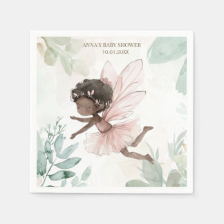 Black Fairy Girl Baby Shower Napkins