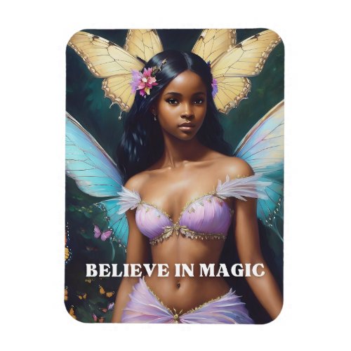 Black Fairy Girl Believe in Magic  Magnet