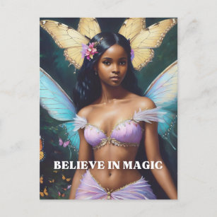 Black Fairy Girl Believe in Magic  Postcard