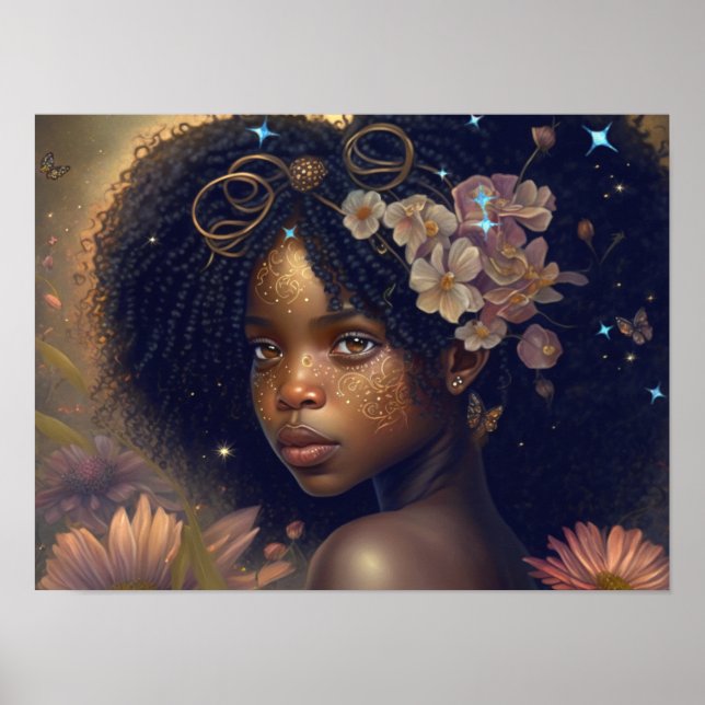 Black Fairy Princess Fantasy Art  Poster (Front)