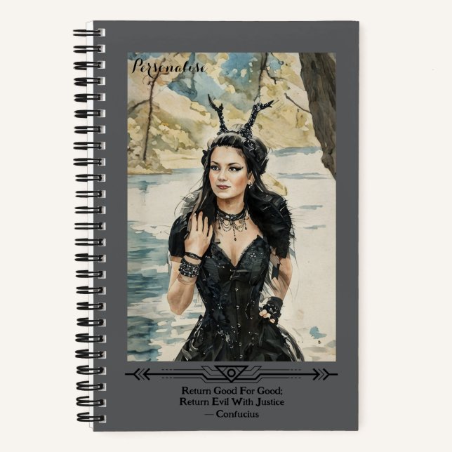 Black Fairy Queen Confucius GoodEvil Quote Journal (Front)