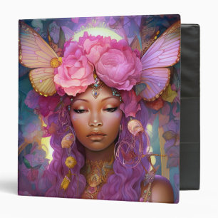Black Fairy Queen Pink Purple Fantasy Art 3 Ring Binder