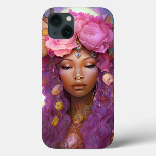 Black Fairy Queen Pink Purple Fantasy Art iPhone 13 Case