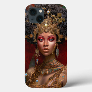 Black Fairy Queen Red Gold Fairy Fantasy Art iPhone 13 Case