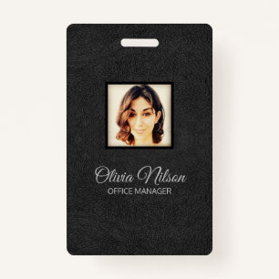 Black Fake Leather Badge