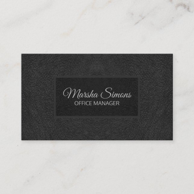 Black Fake Leather Business Card (Front)