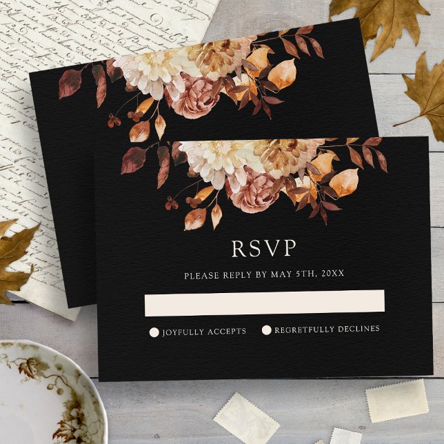 Black Fall Copper Floral Wedding RSVP Card (Black Fall Copper Floral Wedding RSVP Card
)