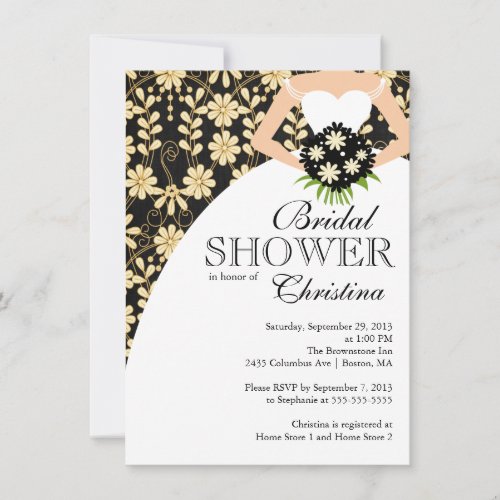 Black Fall Floral Beautiful Bride Bridal Shower Personalized Invites