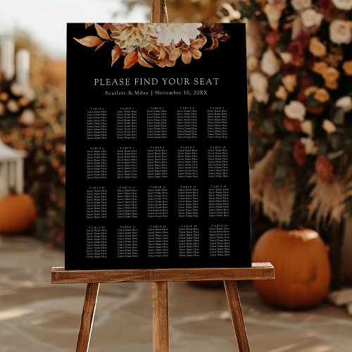 Black Fall Seating Chart Foam Board