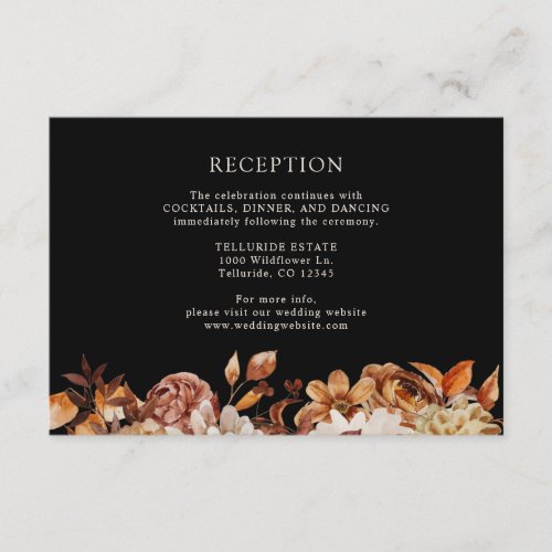Black Fall Terracotta Botanical Wedding Reception Enclosure Card