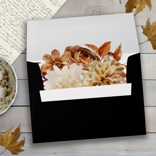 Black Fall Terracotta Floral Return Address Envelope