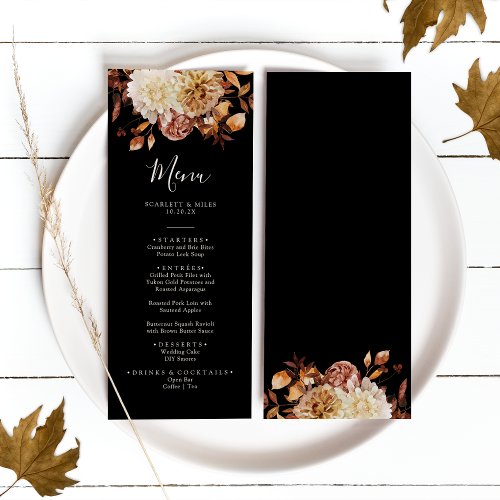 Black Fall Terracotta Watercolor Wedding Menu