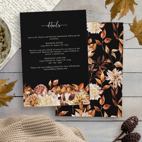 Black Fall Wedding Enclosure Card