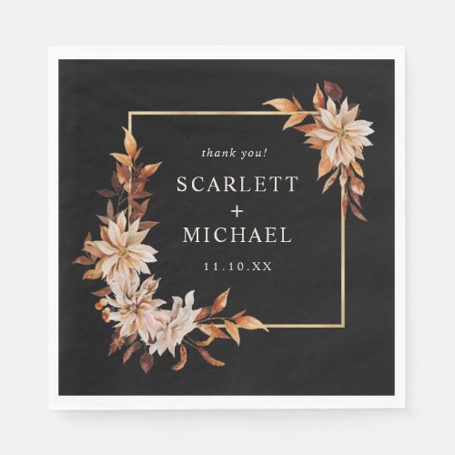 Black Fall Wedding Napkins