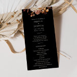 Black Fall Wedding Program<br><div class="desc">Black Fall Wedding Program. This elegant wedding program features hand-painted watercolor burnt orange and terracotta leaves,  cream and beige dahlias,  and beautiful rust-colored roses on a black background. Find matching items in the Black Autumn Romance Collection.</div>