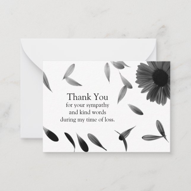 Black Falling Petals Thank You Cards (Front)