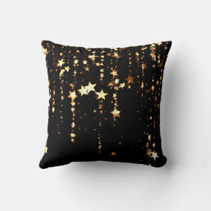 Black Falling Star Throw Pillow