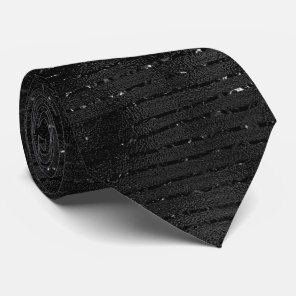 Black false glitter stripes pattern neck tie