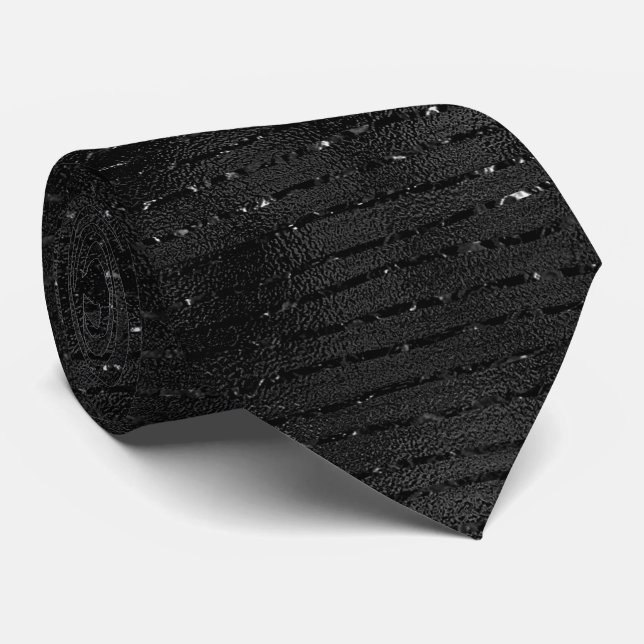 Black false glitter stripes pattern neck tie (Rolled)