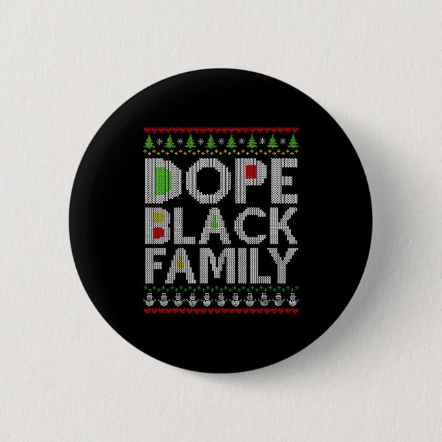 Black Family 2025 Afro Christmas Tree Santa Pj Mat Button (Front)