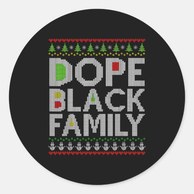 Black Family 2025 Afro Christmas Tree Santa Pj Mat Classic Round Sticker (Front)