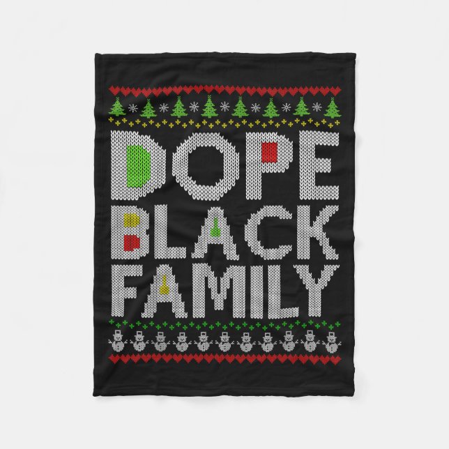 Black Family 2025 Afro Christmas Tree Santa Pj Mat Fleece Blanket (Front)