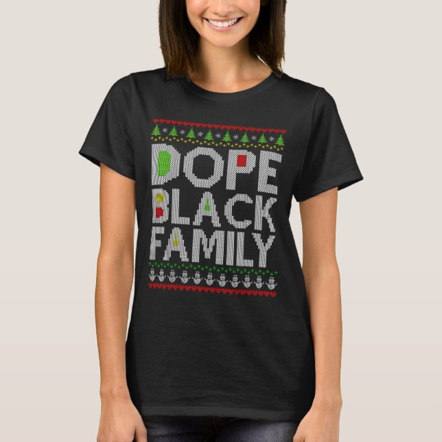 Black Family 2025 Afro Christmas Tree Santa Pj Mat T-Shirt (Front)