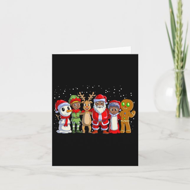 Black Family Christmas Afro African American Santa Card (Front)