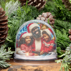 Black Family Christmas Snow Globe