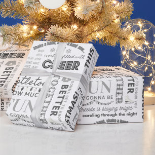 Black Family Christmas Typography Wrapping Paper