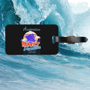 Black Family Cruise Blue/Orange Personalize Luggage Tag